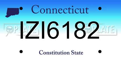 IZI6182 Connecticut License Plate