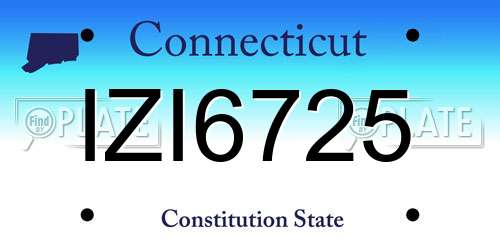 IZI6725 Connecticut License Plate
