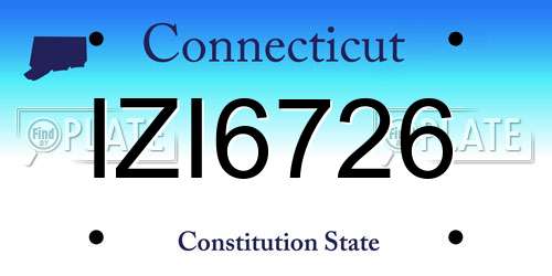 IZI6726 Connecticut License Plate