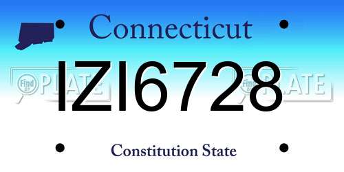IZI6728 Connecticut License Plate
