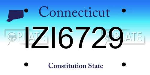 IZI6729 Connecticut License Plate