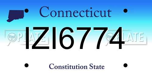 IZI6774 Connecticut License Plate