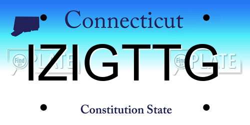 IZIGTTG Connecticut License Plate