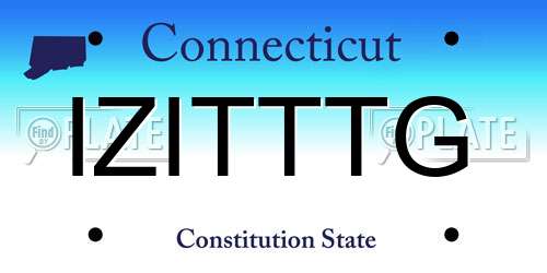 IZITTTG Connecticut License Plate