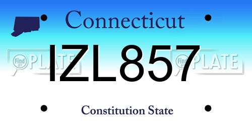 IZL857 Connecticut License Plate