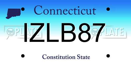 IZLB87 Connecticut License Plate