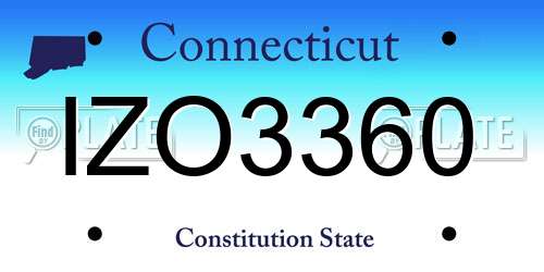 IZO3360 Connecticut License Plate