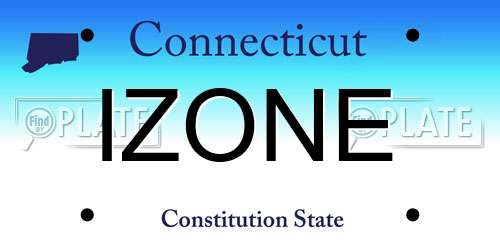 IZONE Connecticut License Plate