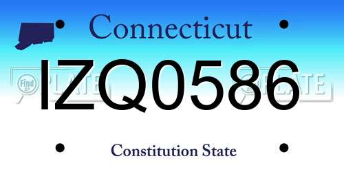 IZQ0586 Connecticut License Plate