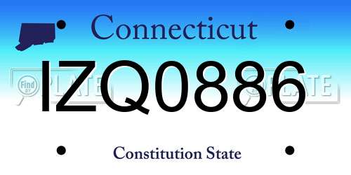 IZQ0886 Connecticut License Plate
