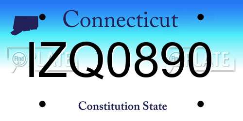 IZQ0890 Connecticut License Plate