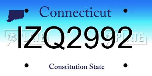 IZQ2992 Connecticut License Plate
