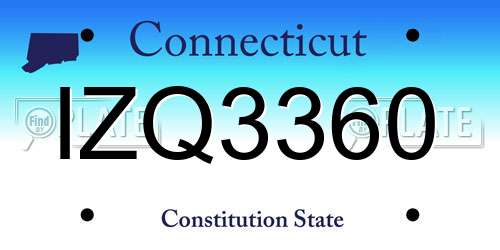 IZQ3360 Connecticut License Plate