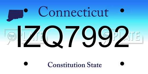 IZQ7992 Connecticut License Plate