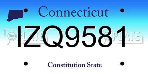 IZQ9581 Connecticut License Plate