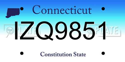 IZQ9851 Connecticut License Plate