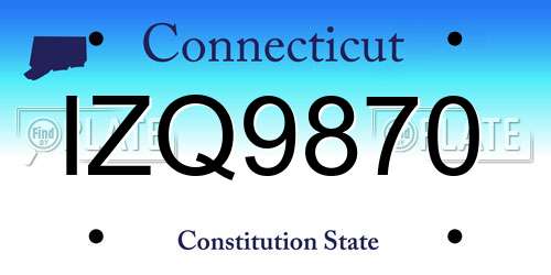 IZQ9870 Connecticut License Plate