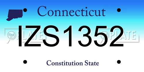 IZS1352 Connecticut License Plate