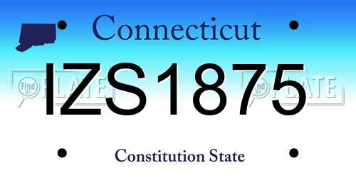 IZS1875 Connecticut License Plate