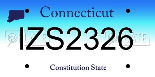 IZS2326 Connecticut License Plate
