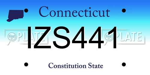 IZS441 Connecticut License Plate