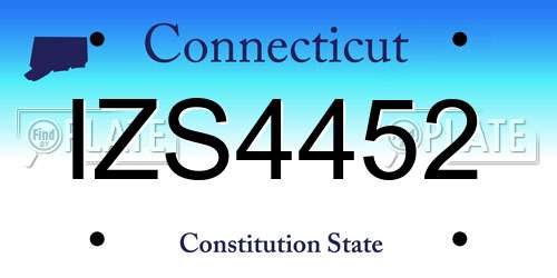 IZS4452 Connecticut License Plate