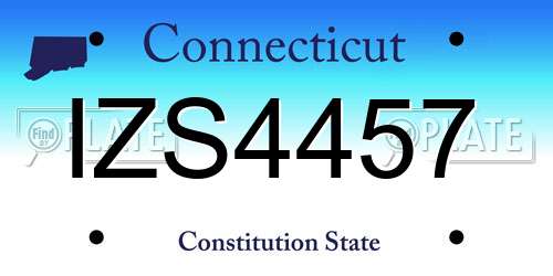 IZS4457 Connecticut License Plate
