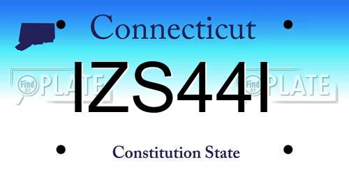 IZS44I Connecticut License Plate