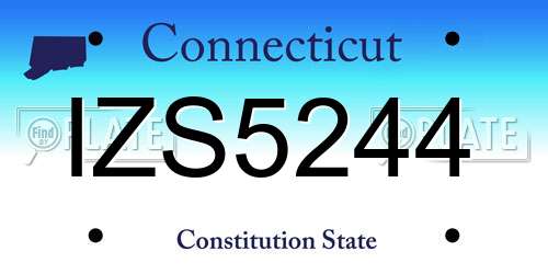 IZS5244 Connecticut License Plate