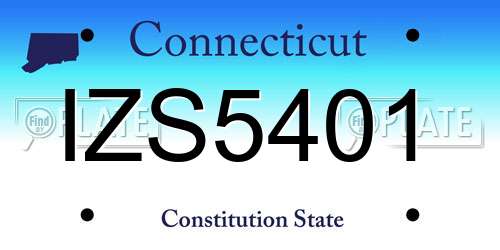 IZS5401 Connecticut License Plate