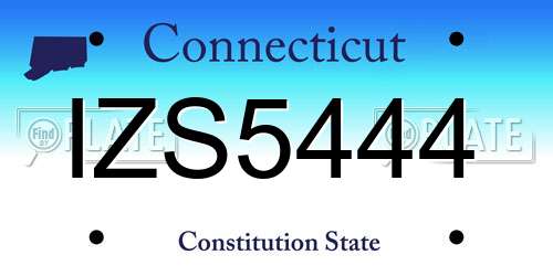 IZS5444 Connecticut License Plate