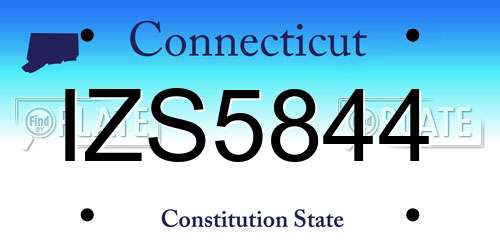 IZS5844 Connecticut License Plate