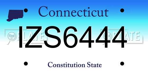 IZS6444 Connecticut License Plate