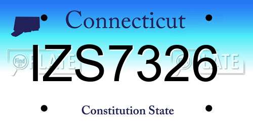 IZS7326 Connecticut License Plate