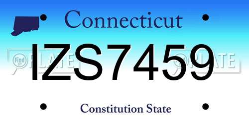 IZS7459 Connecticut License Plate