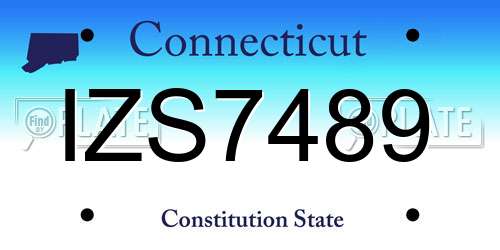 IZS7489 Connecticut License Plate