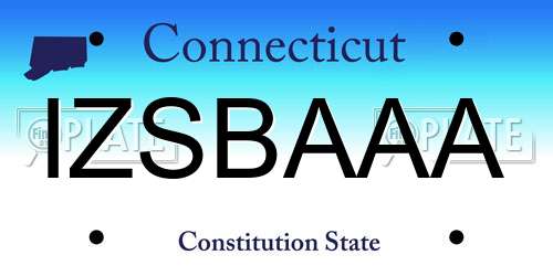 IZSBAAA Connecticut License Plate
