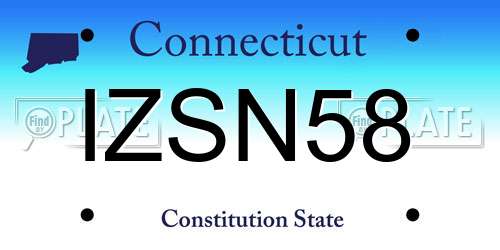 IZSN58 Connecticut License Plate