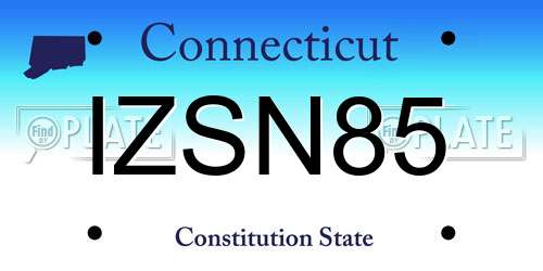 IZSN85 Connecticut License Plate