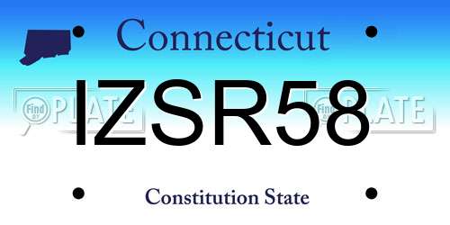 IZSR58 Connecticut License Plate