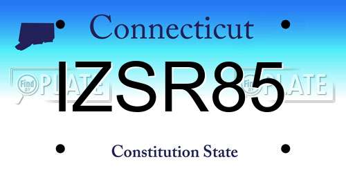 IZSR85 Connecticut License Plate