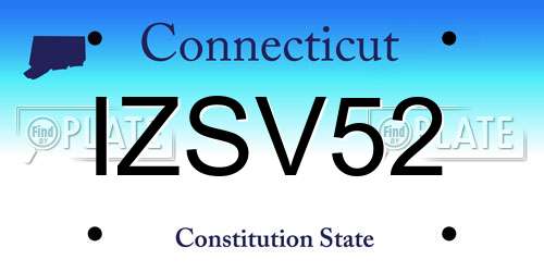 IZSV52 Connecticut License Plate