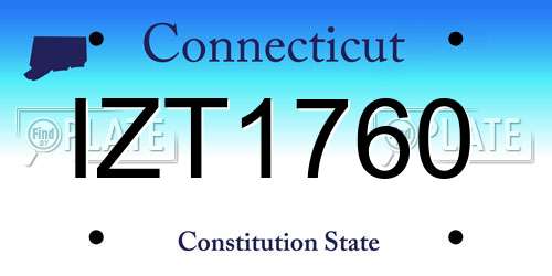 IZT1760 Connecticut License Plate