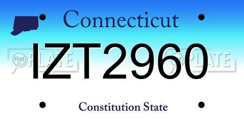 IZT2960 Connecticut License Plate