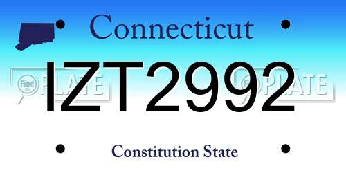 IZT2992 Connecticut License Plate