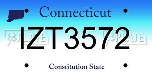 IZT3572 Connecticut License Plate