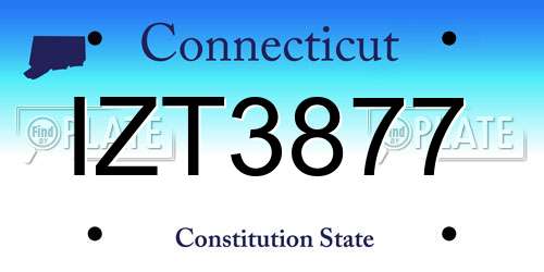 IZT3877 Connecticut License Plate