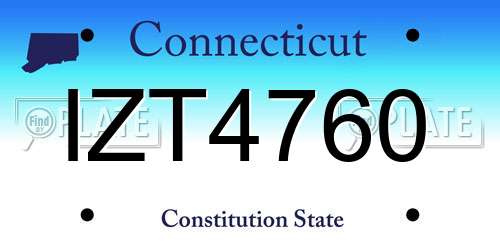 IZT4760 Connecticut License Plate