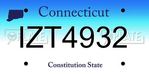 IZT4932 Connecticut License Plate