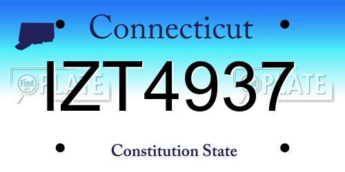 IZT4937 Connecticut License Plate
